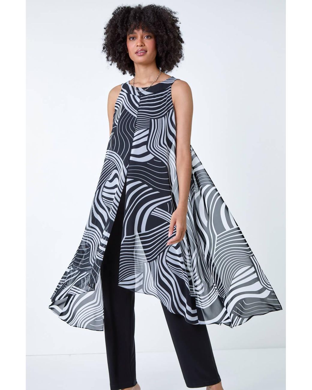 Roman Blue Full Length Printed Overlay Jumpsuit