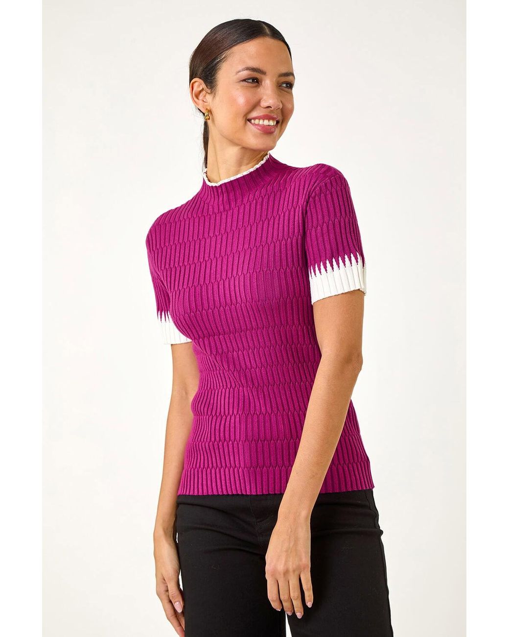 Roman Purple Ribbed Contrast Knit