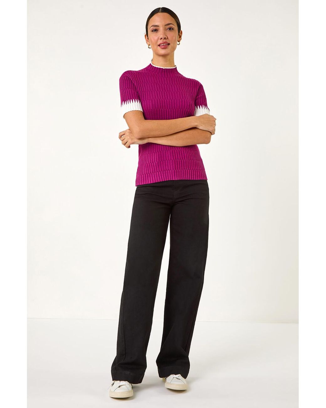 Roman Purple Ribbed Contrast Knit