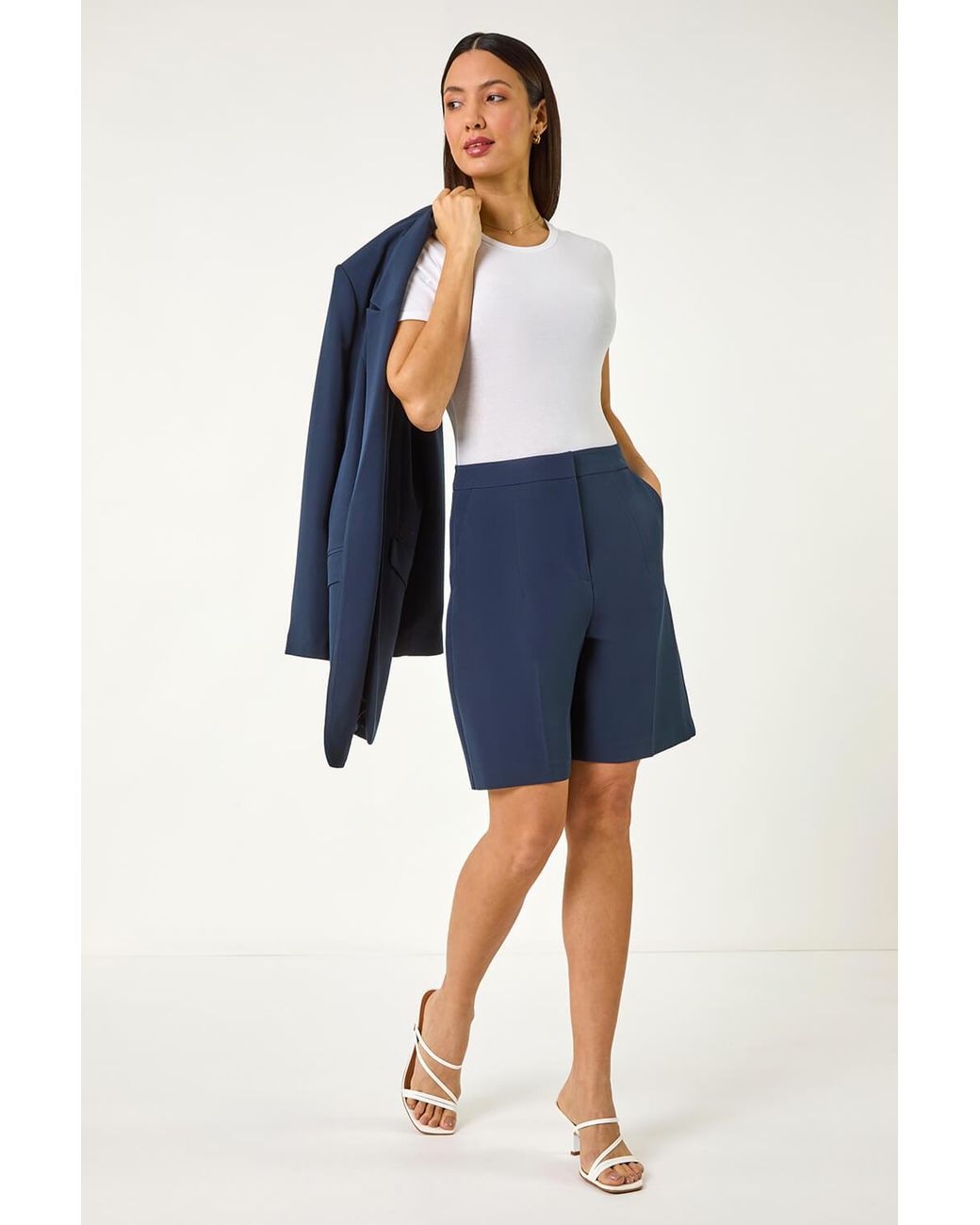 Roman Blue Tailored Bermuda Shorts