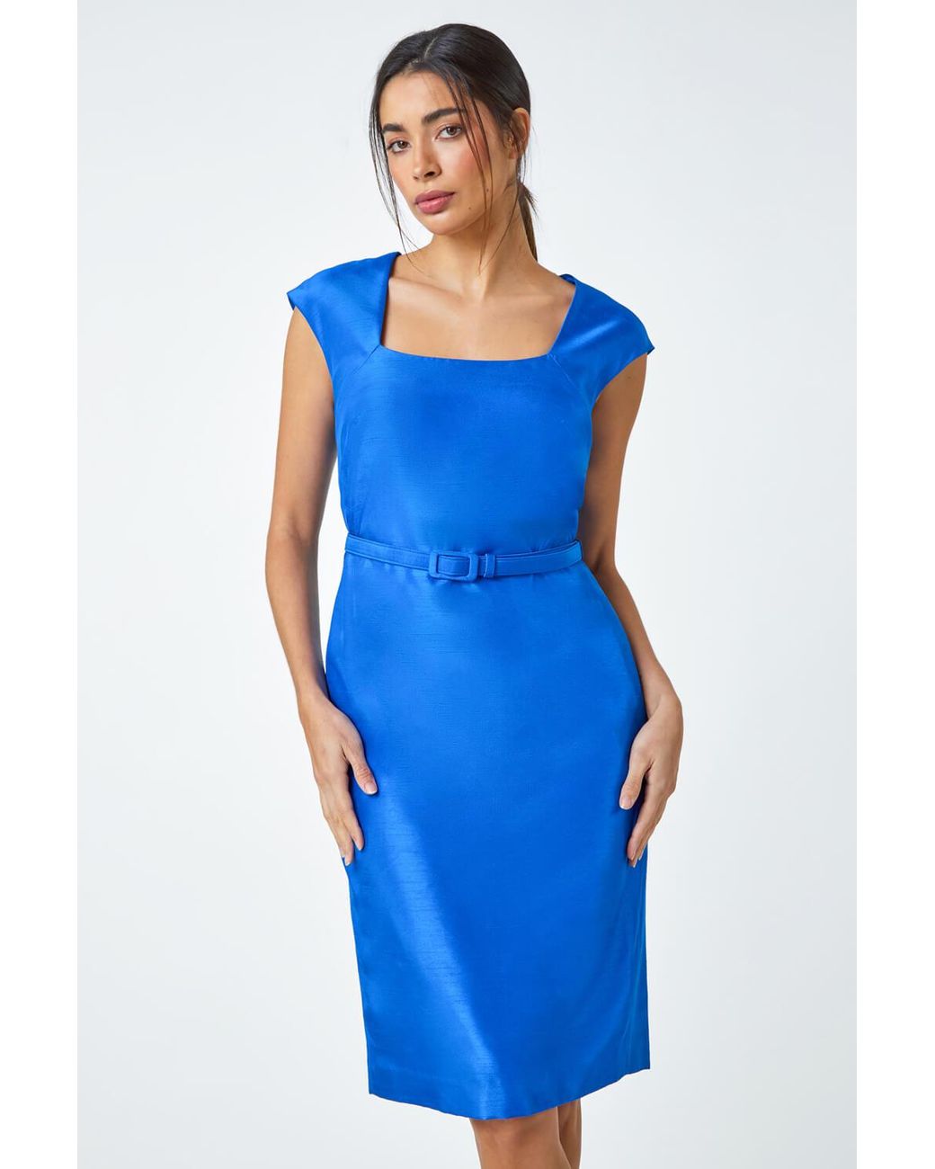Roman Blue Belted Mini Bodycon Shift Dress