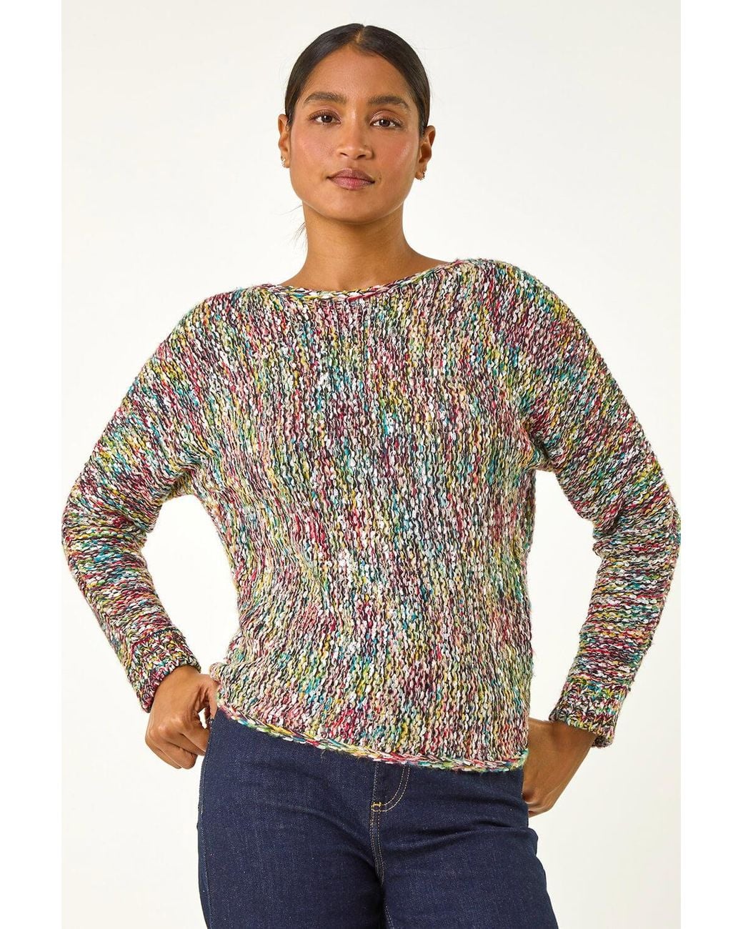 Roman Gray Patterned Tape Yarn Knit Jumper