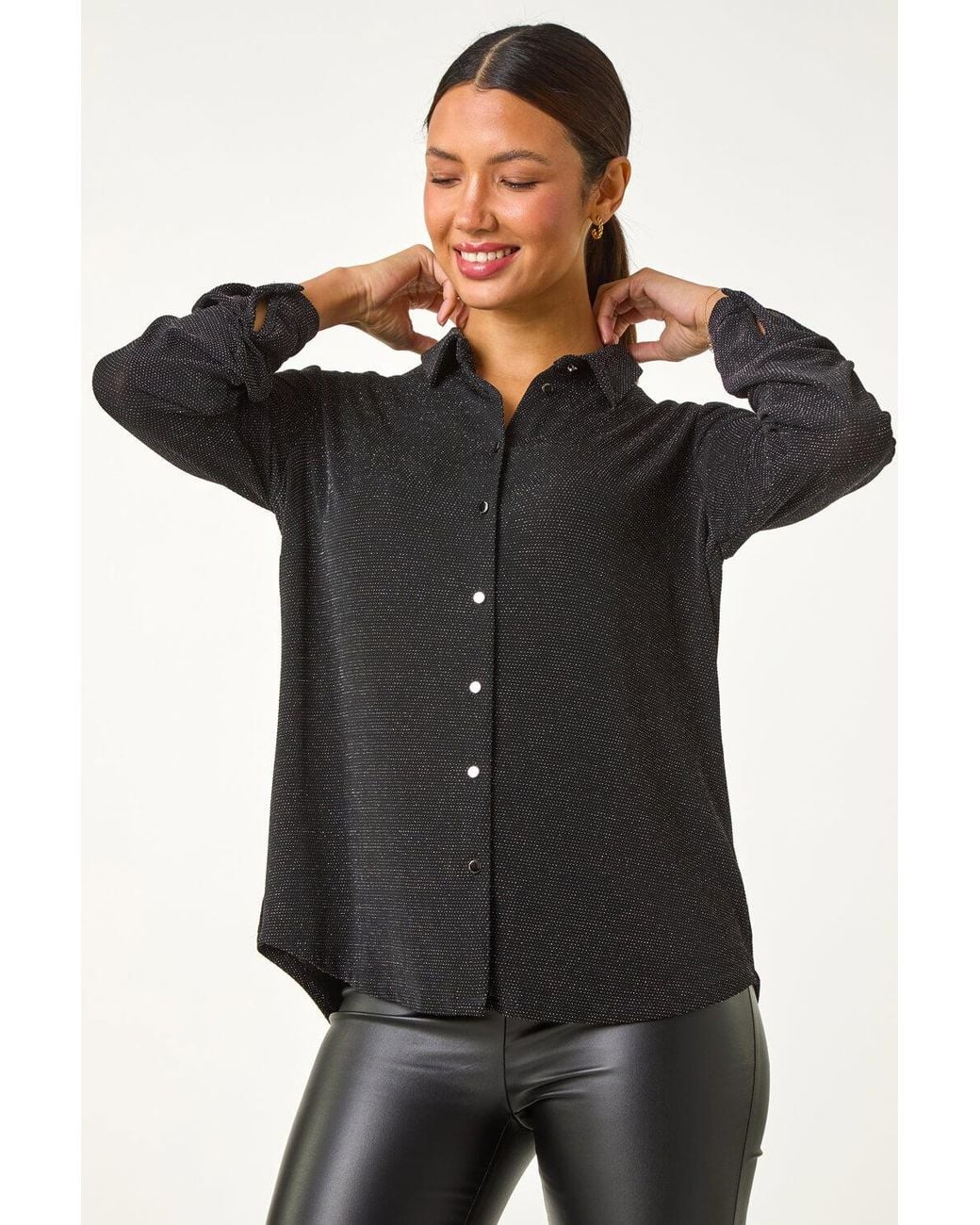 Roman Black Shimmer Glitter Blouse