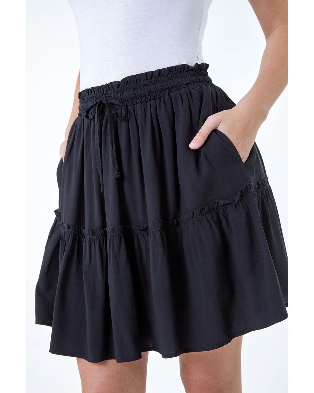 D.u.s.k Blue Tiered Tie Detail Pocket Mini Skirt