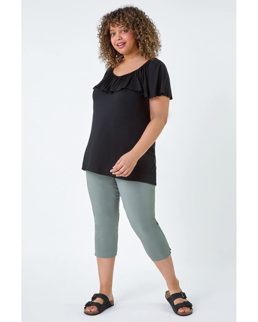 Roman Curve Natural Cropped Stretch Trouser