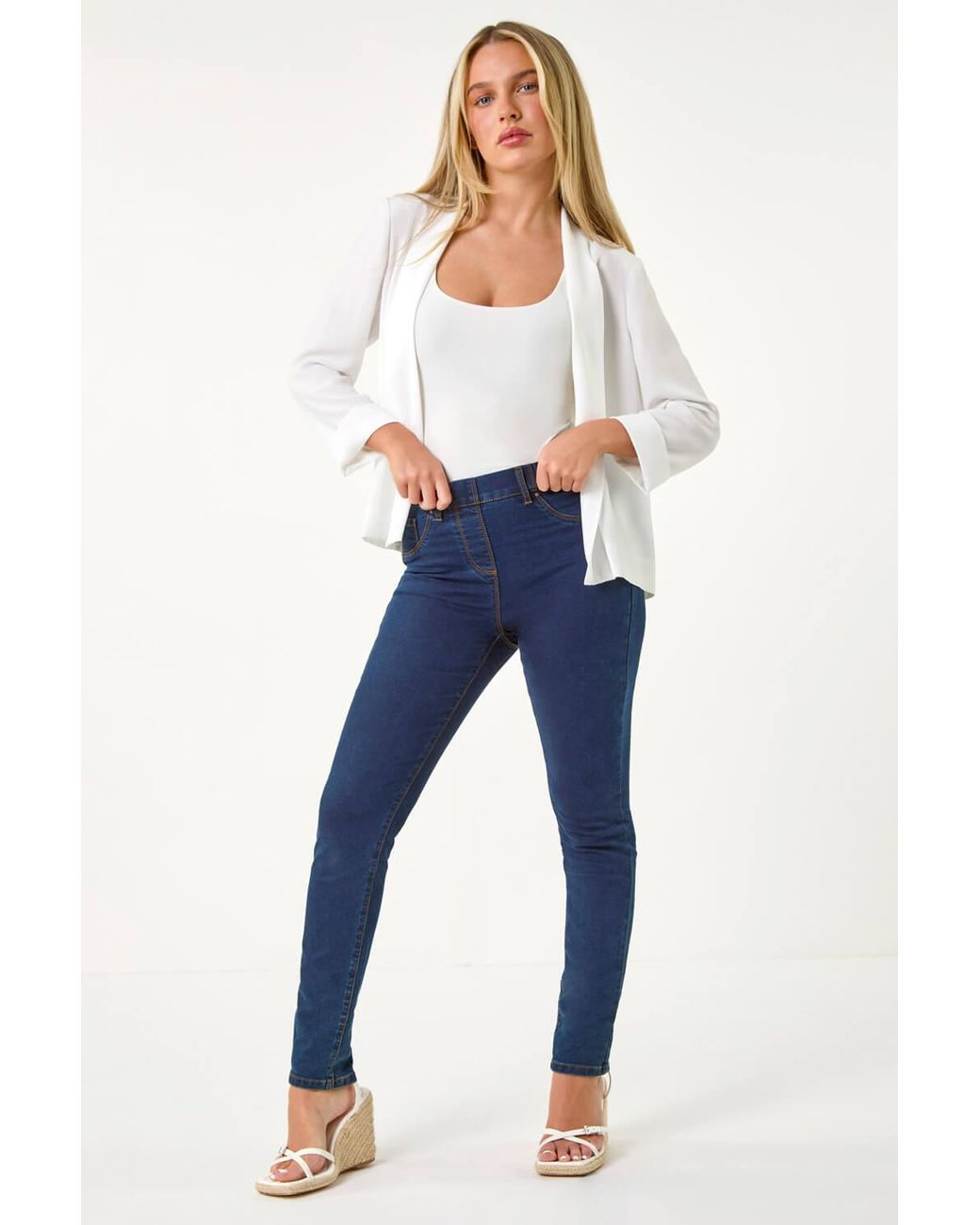 Roman Petite White Edge To Edge Jacket
