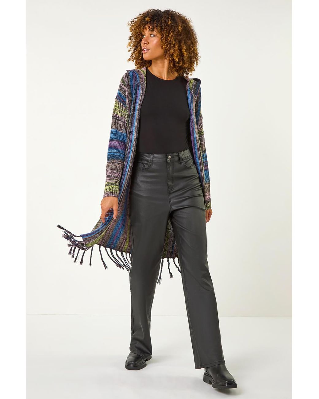 Roman Blue Hooded Knit Longline Cardigan