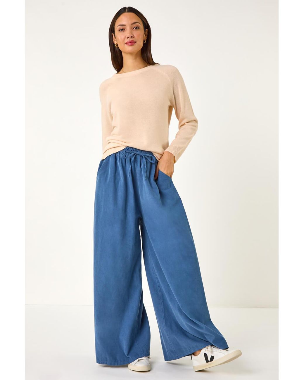 Roman Blue Baby Corduroy Wide Leg Trousers