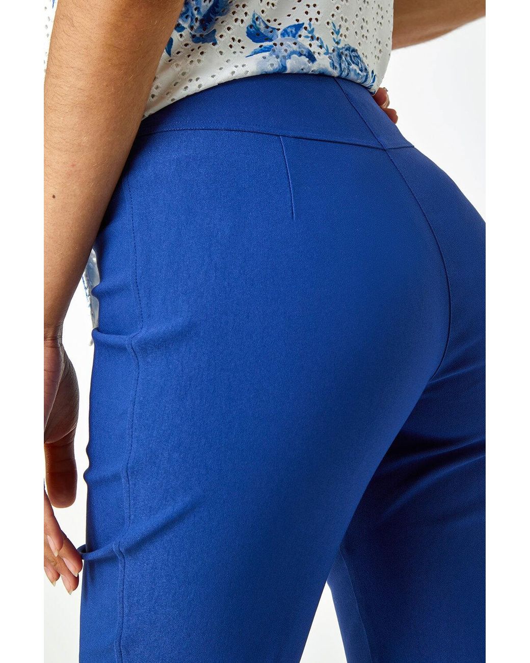 Roman Blue Knee Length Stretch Shorts