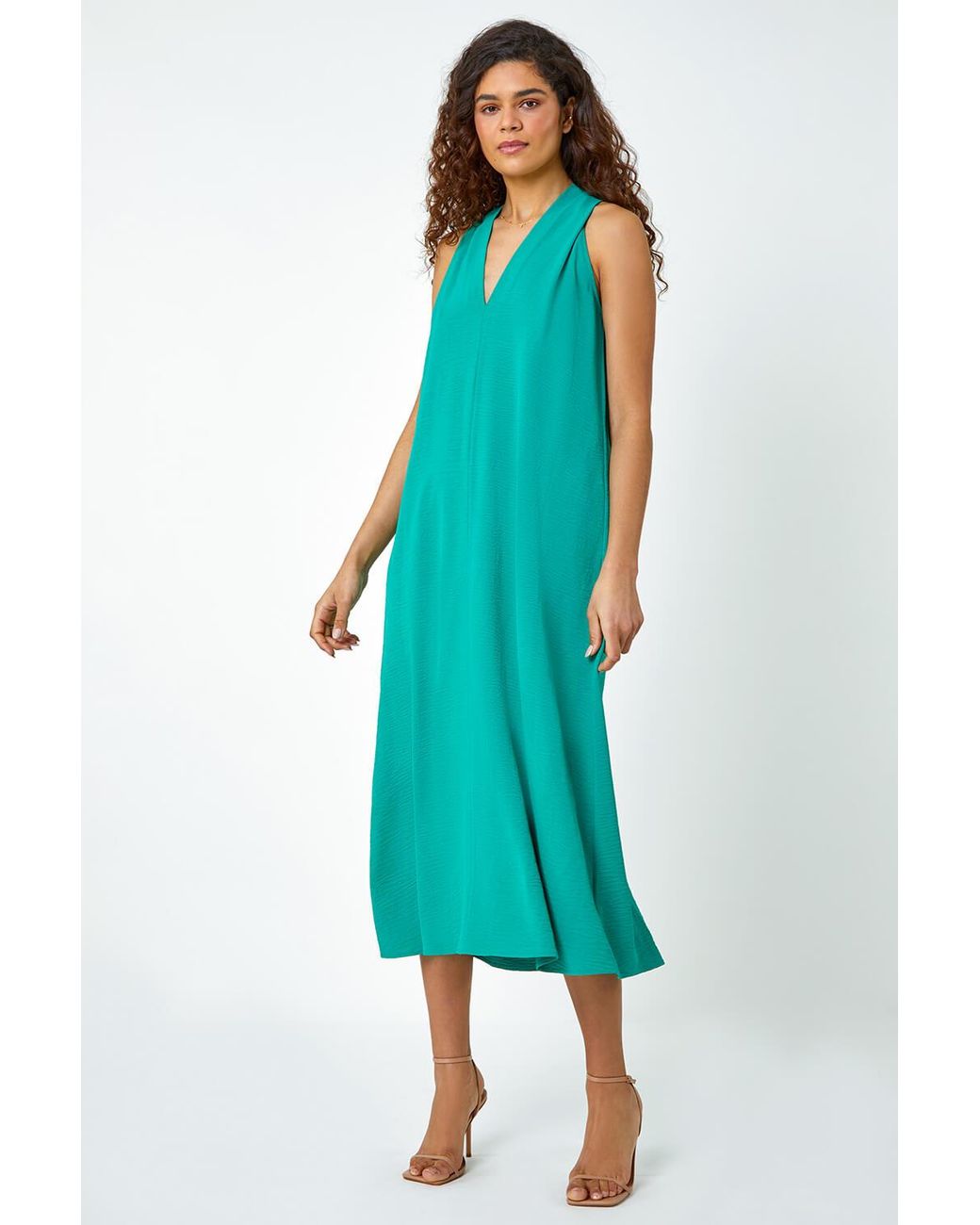 Roman Blue Twist Detail Trapeze Maxi Dress