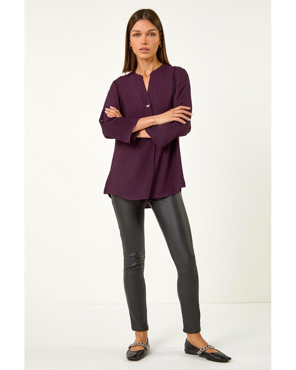 Roman Purple Heart Button Detail Shirt