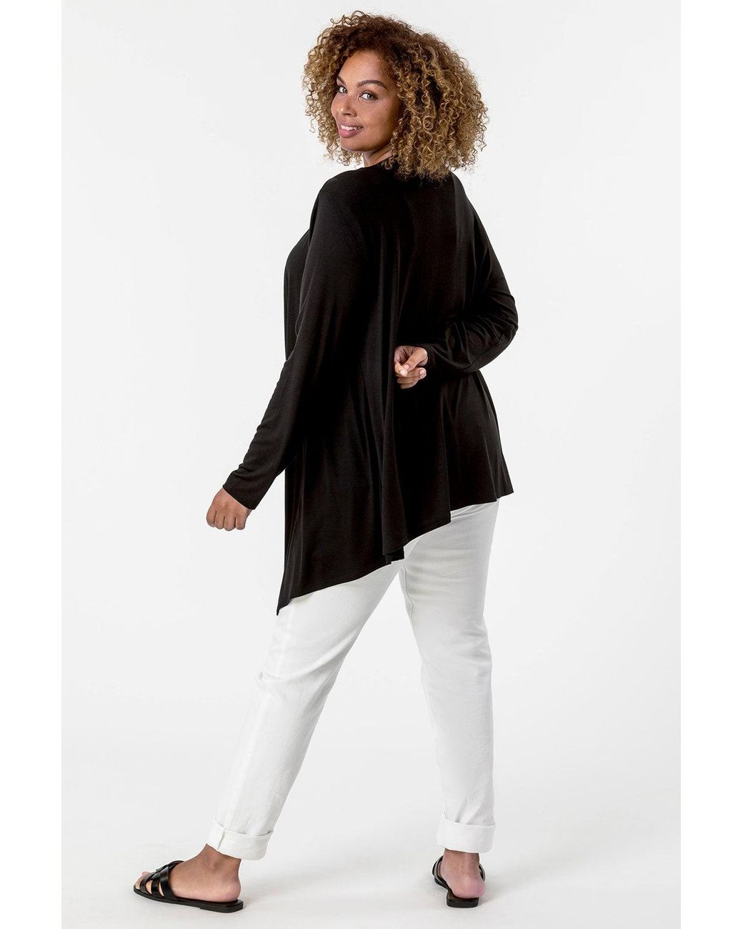Roman Curve Black Waterfall Front Jersey Cardigan