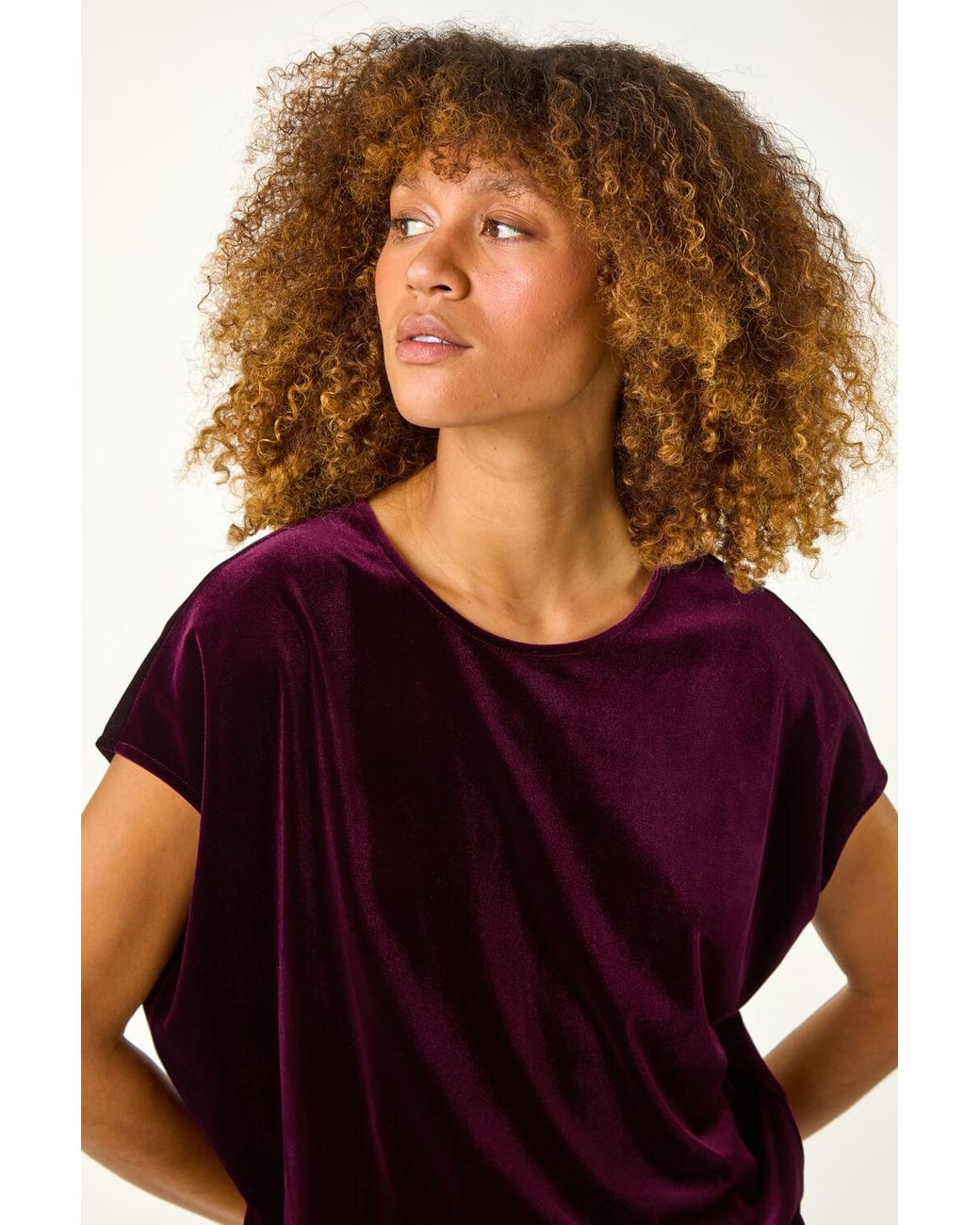 Roman Purple Velvet Round Neck Stretch Top
