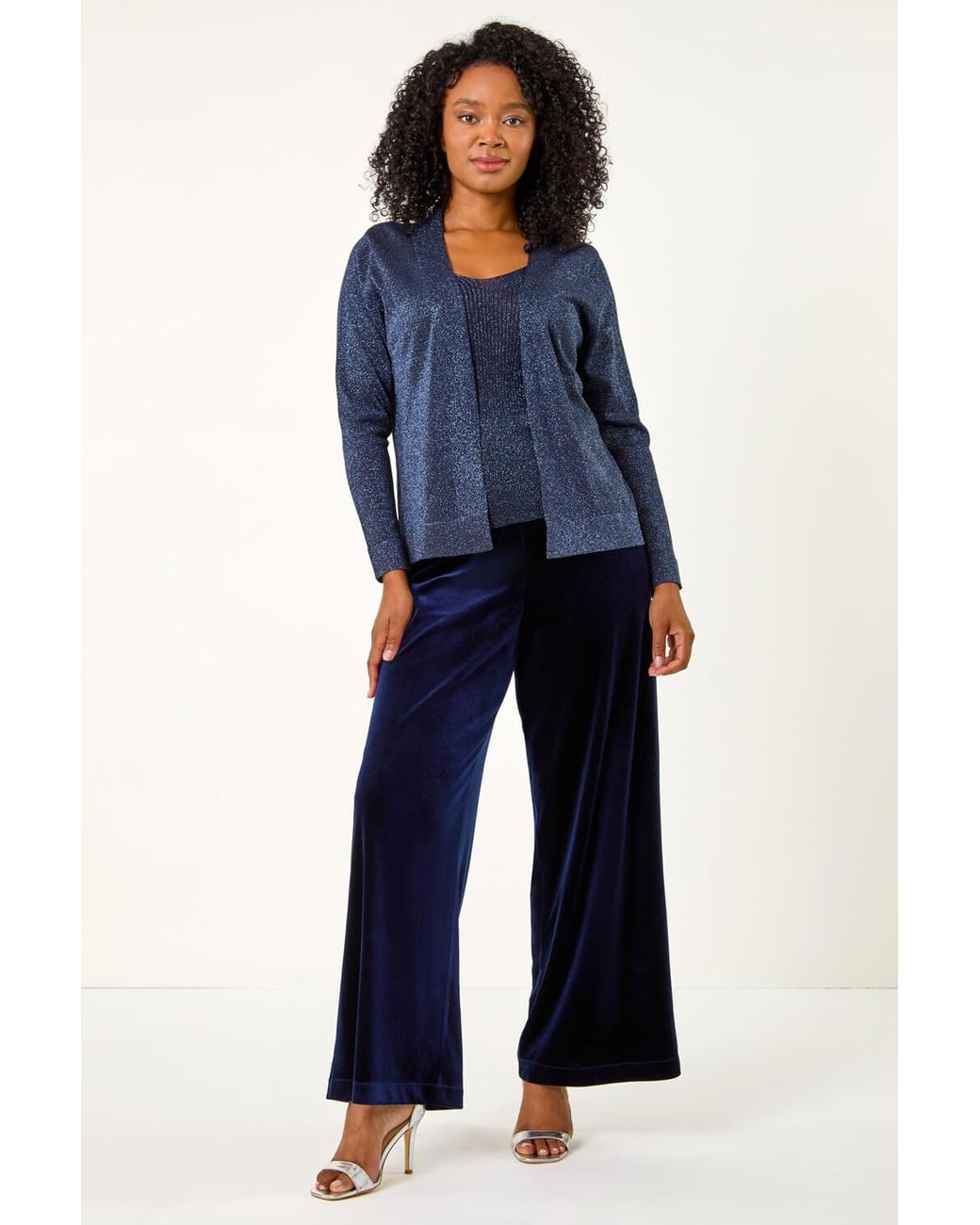 Roman Petite Blue Sparkle Open Knit Cardigan
