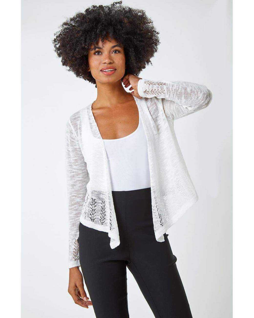 Roman White Lightweight Knitted Shrug