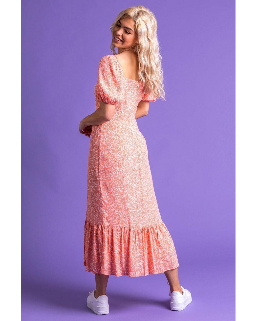 D.u.s.k Multicolor Ditsy Floral Gathered Hem Midi Dress
