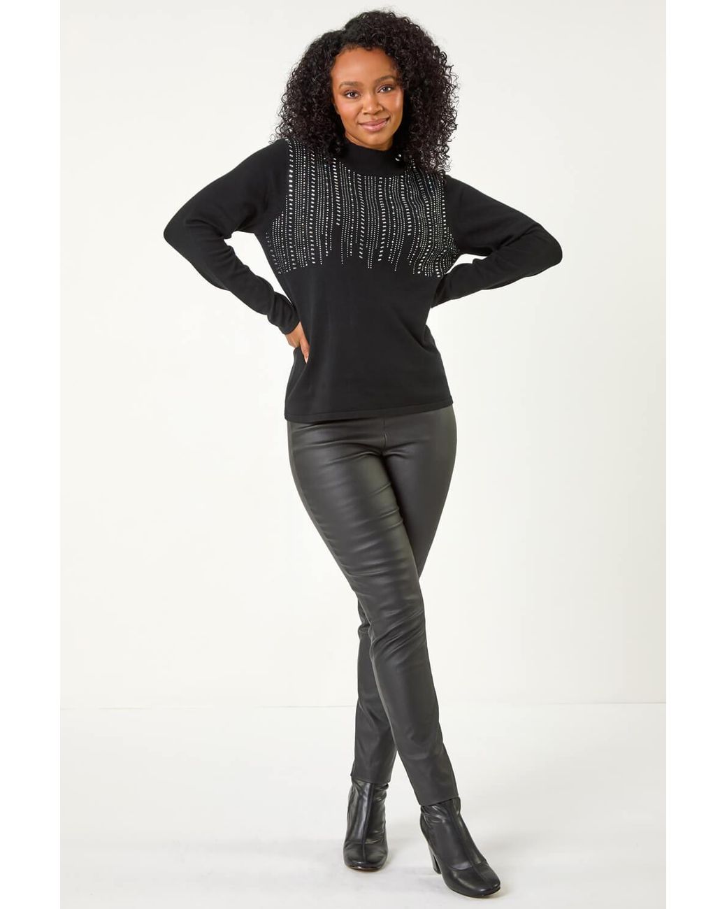 Roman Petite Black Hotfix Knitted Jumper