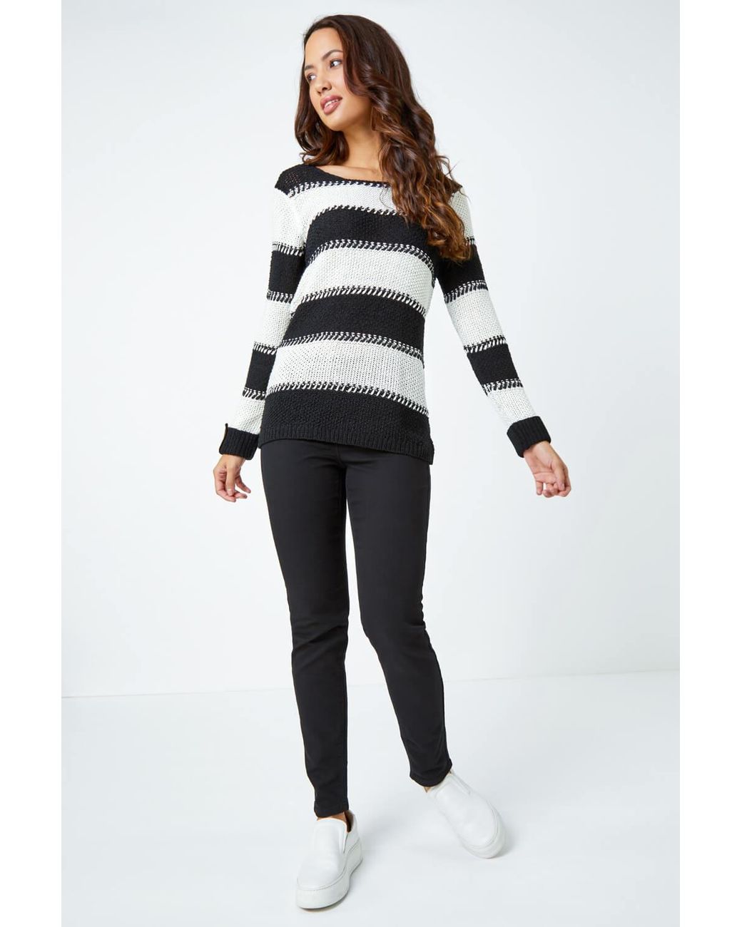 Roman Black Knitted Stripe Jumper