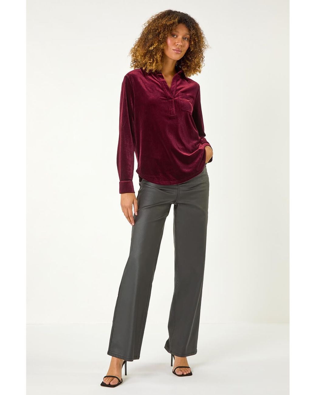 Roman Collared Velvet Stretch Shirt