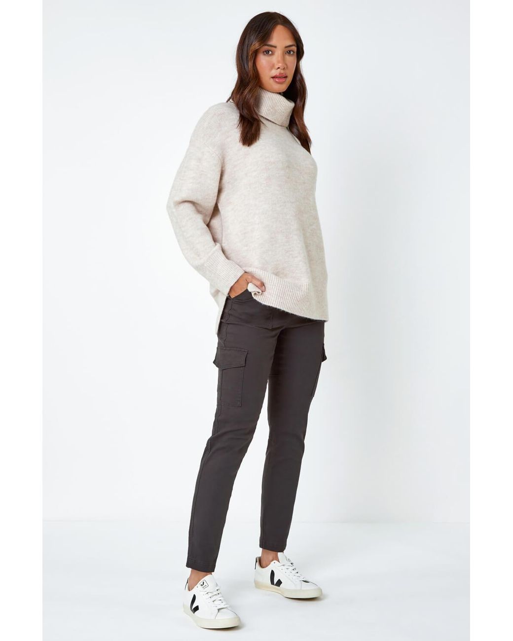 Roman Multicolor Cotton Blend Cargo Stretch Jegging