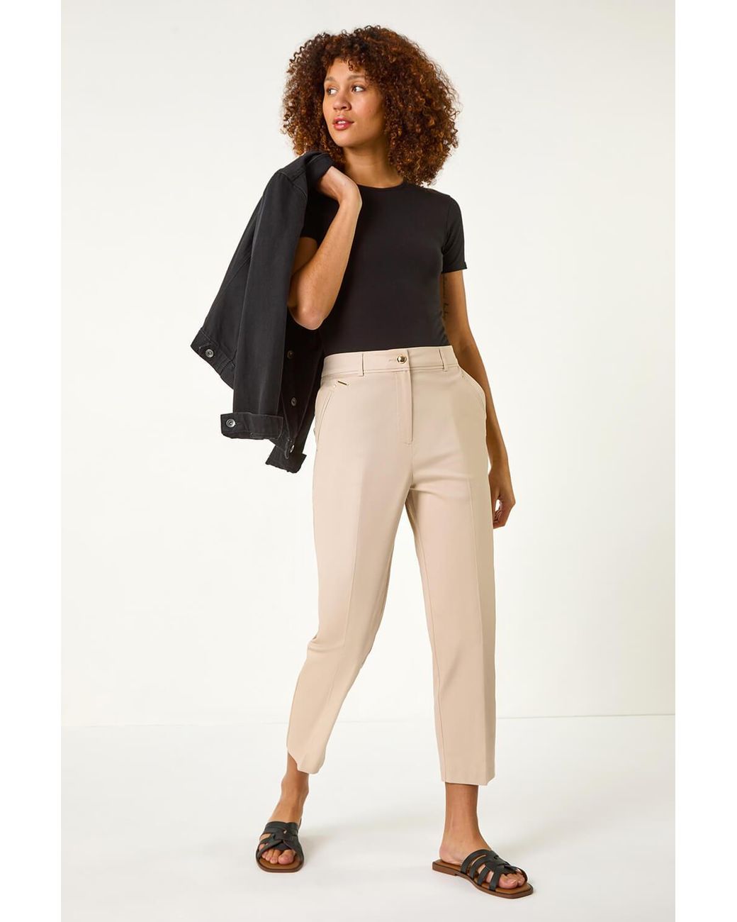 Roman Multicolor Cotton Stretch Cropped Trouser