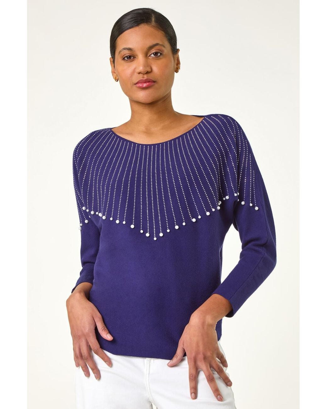 Roman Blue Sunray Shimmer Knit Jumper