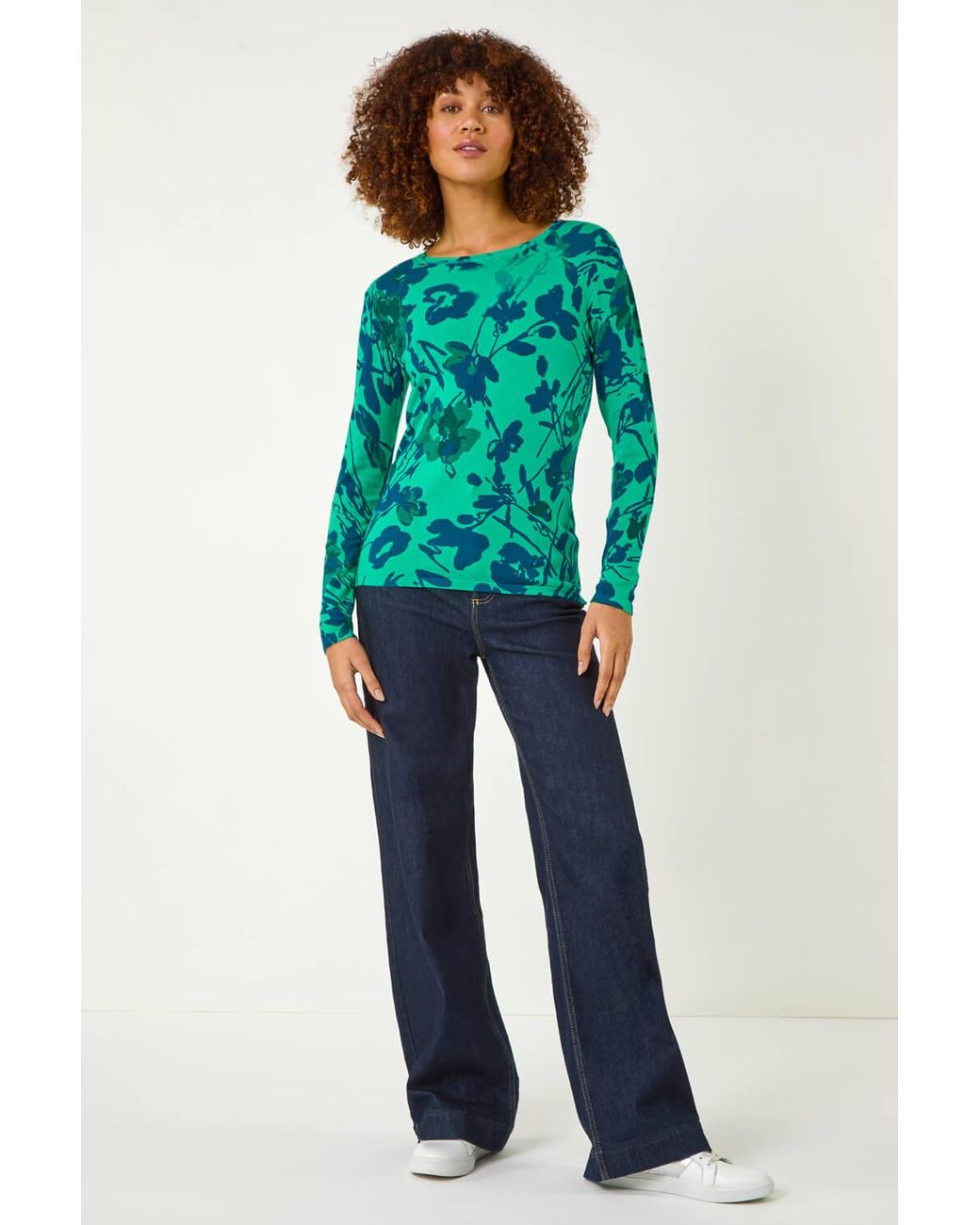 Roman Green Floral Print Knit Jumper