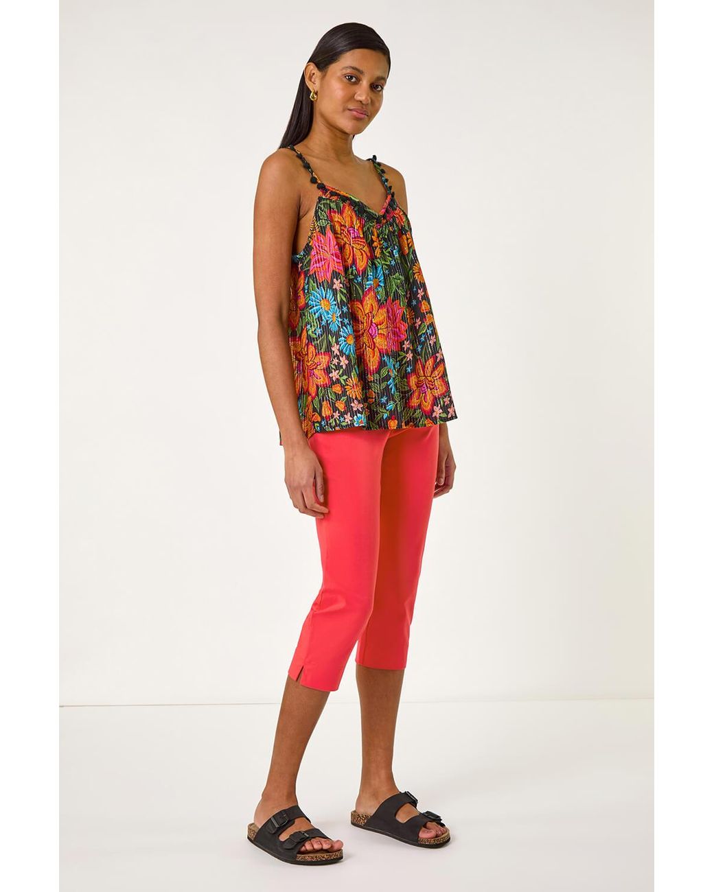 Roman Red Cropped Stretch Trousers