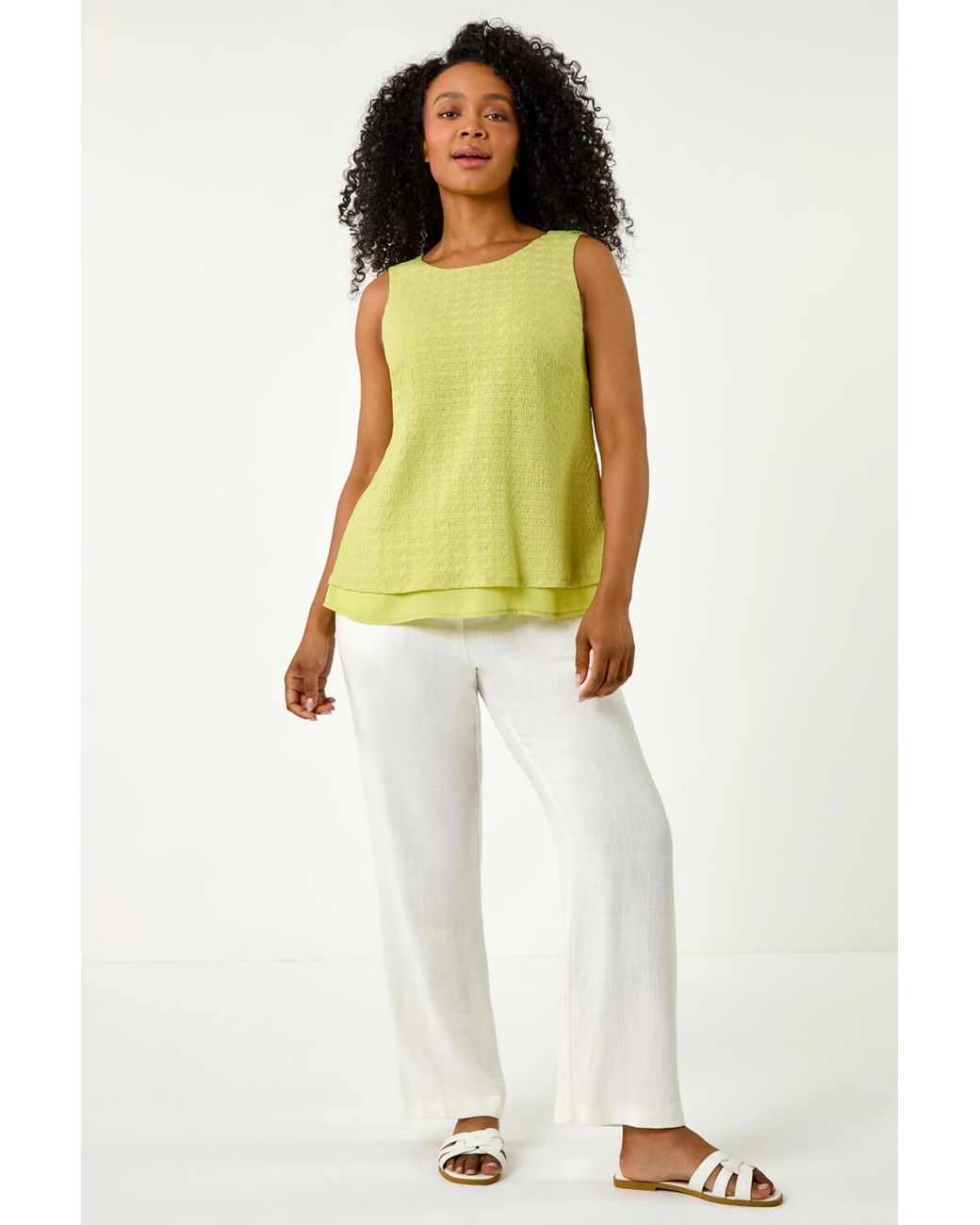 Roman Petite Multicolor Double Layer Knit Stretch Top