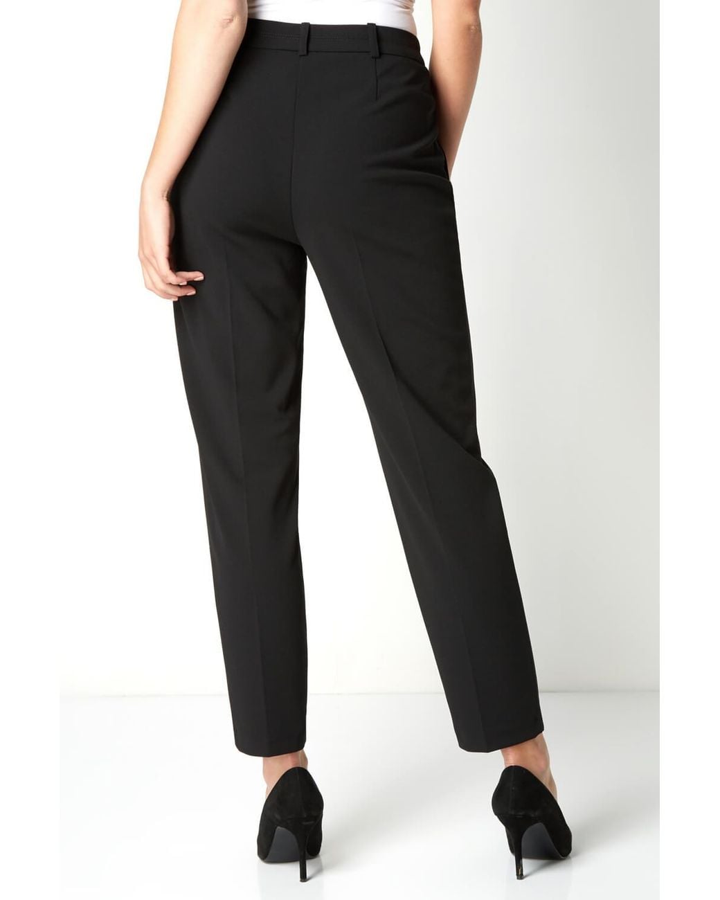 Roman Petite Black Short Straight Leg Stretch Trouser