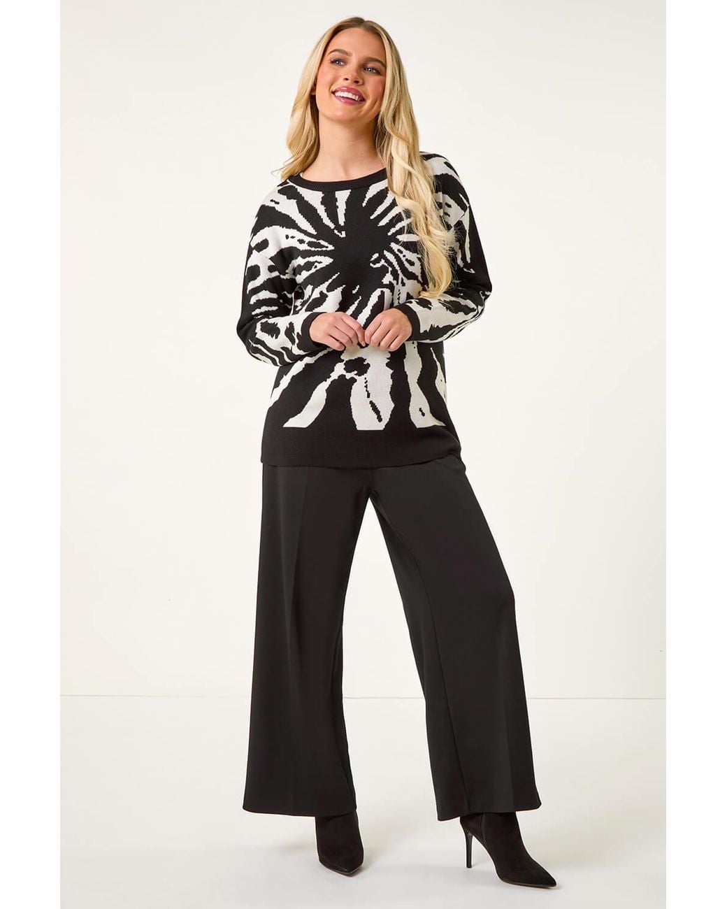 Roman Petite Black Abstract Print Knit Jumper