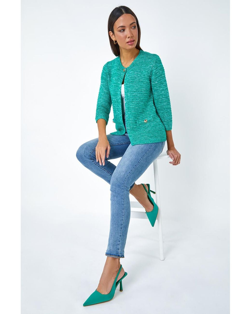 Roman Blue Cotton Blend Knitted Cardigan