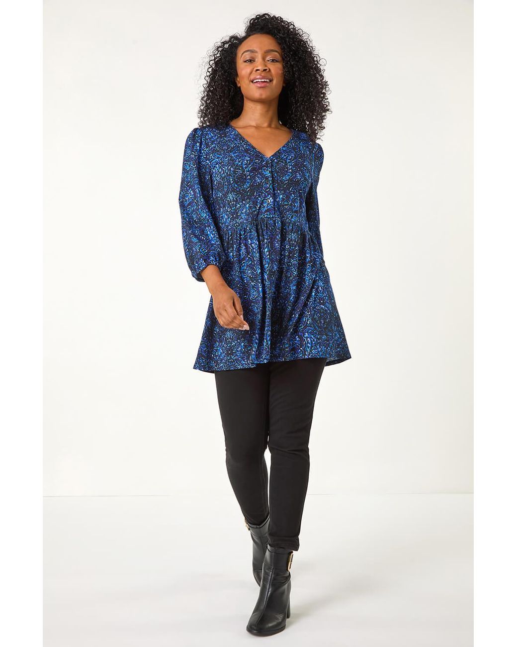 Roman Petite Blue Paisley Print Tunic