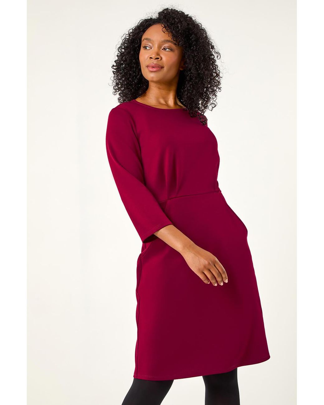 Roman Petite Red Pocket Stretch Dress