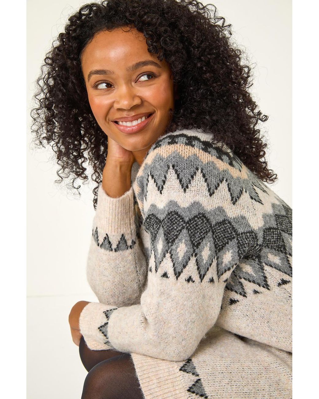 Roman Petite Nordic Pattern Knit Jumper Dress | Lyst UK