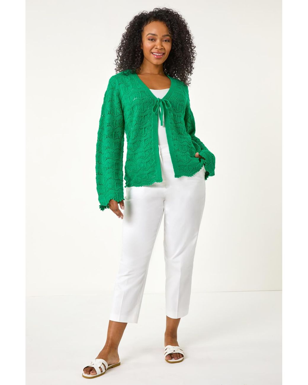 Roman Petite Green Knitted Tie Cardigan