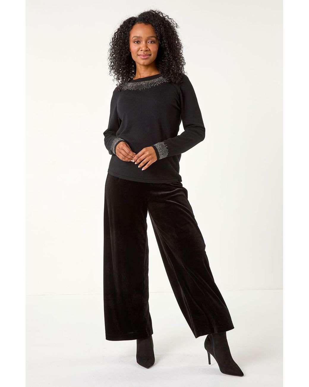 Roman Petite Black Hotfix Embellished Knit Jumper