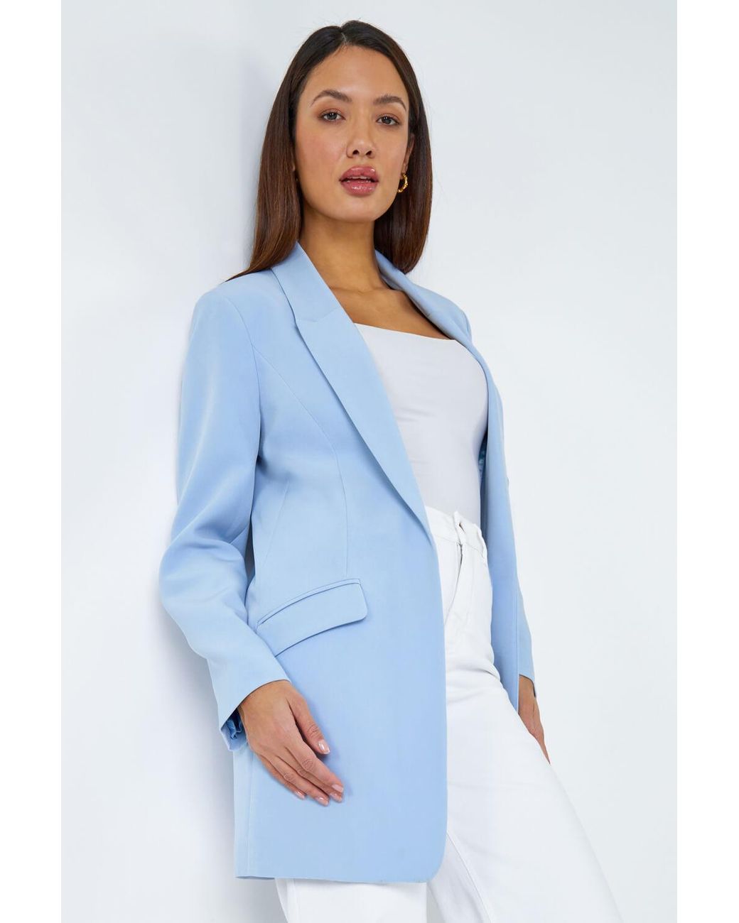 Roman Blue Longline Blazer Jacket