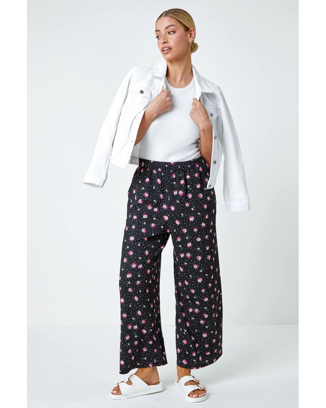D.u.s.k Blue Ditsy Floral Print Stretch Culottes