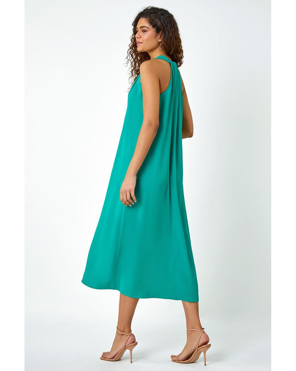Roman Blue Twist Detail Trapeze Maxi Dress