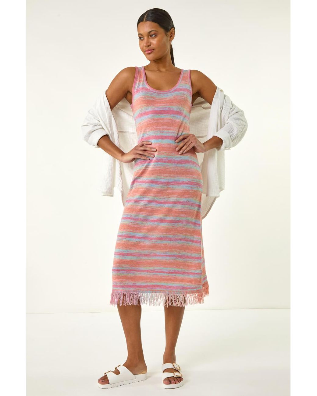 Roman Red Space Dye Knitted Midi Dress
