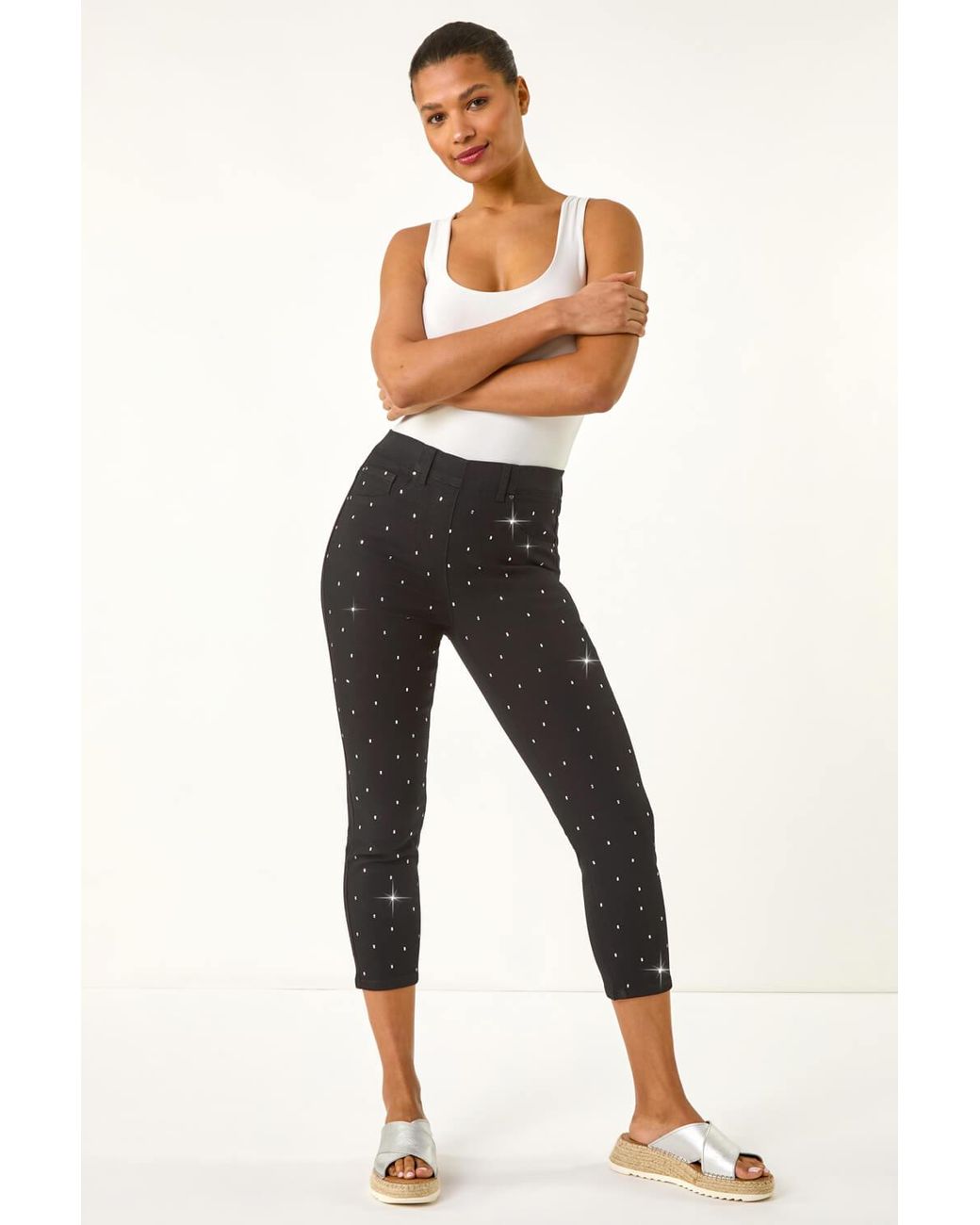 Roman Natural Embellished Cropped Stretch Jeggings