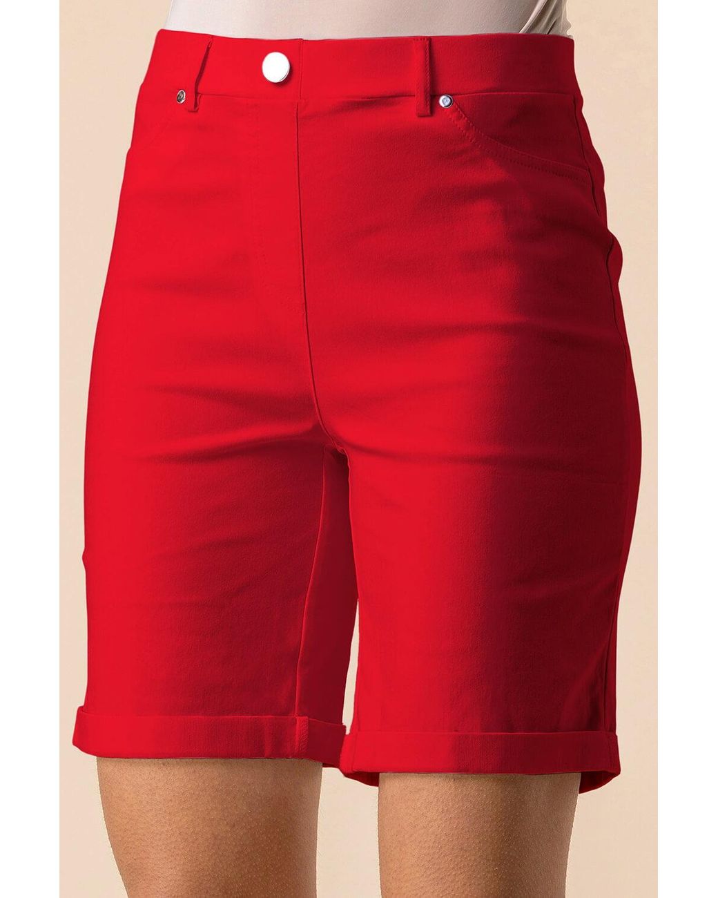 Roman Red Turn Up Stretch Shorts