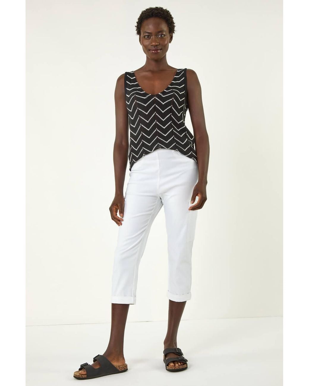 Roman Black Turn Up Stretch Cargo Trousers