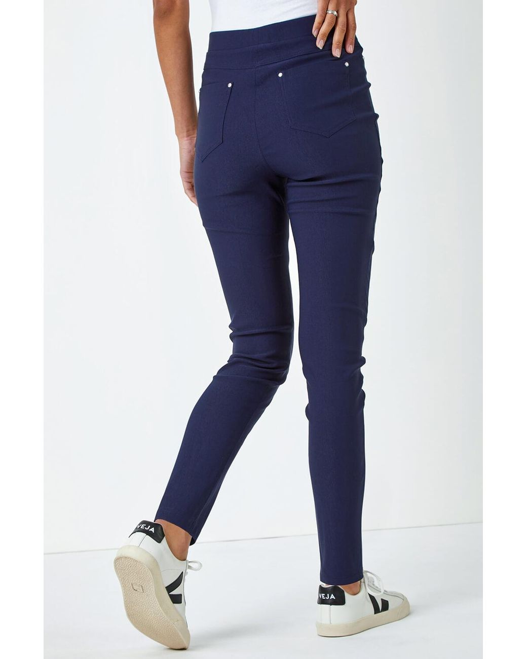 Roman Blue Elastic Waist Stretch Jean Trouser