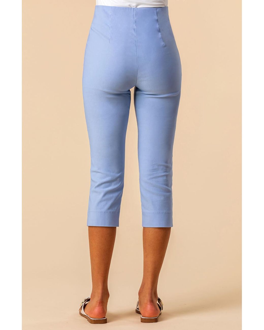 Roman Blue Comfort Stretch Fit Cropped Trousers