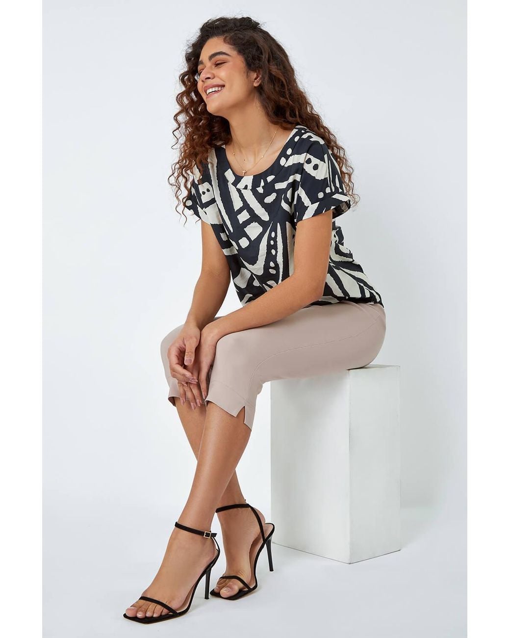 Roman Natural Cropped Stretch Trouser