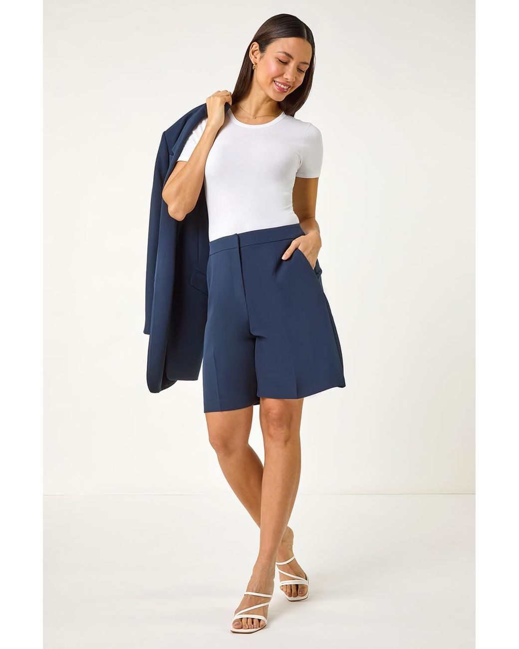 Roman Blue Tailored Bermuda Shorts