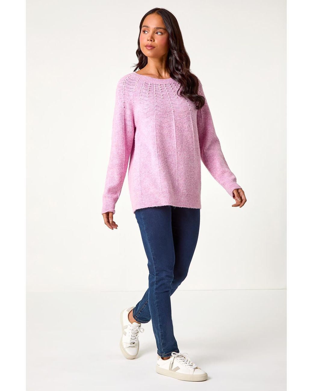Roman Petite Pink Pearl Embellished Knit Jumper