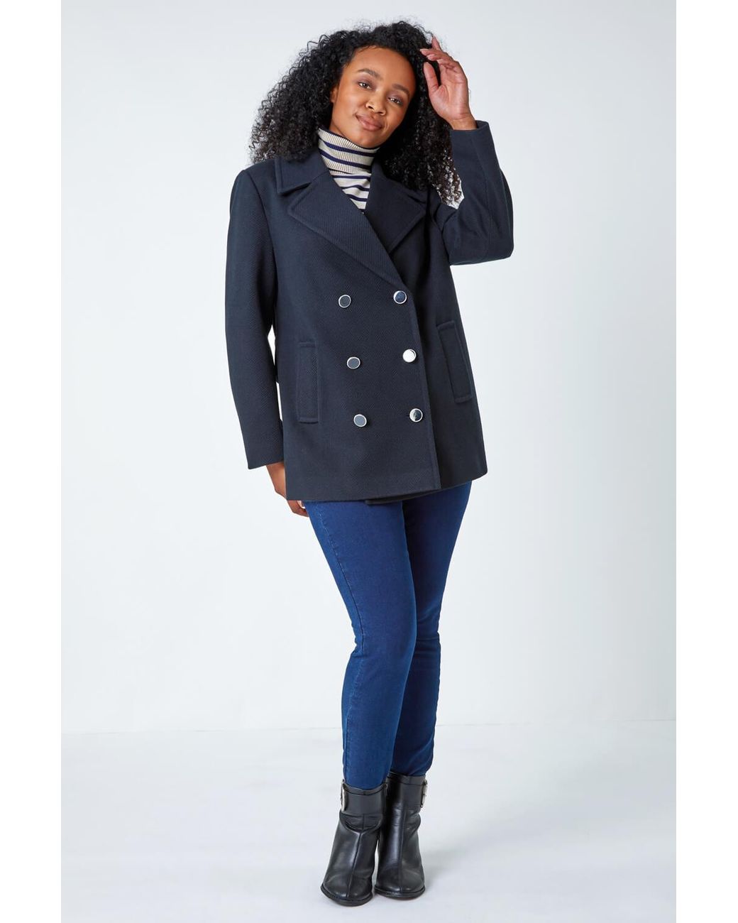 Roman Petite Blue Double Breasted Smart Coat